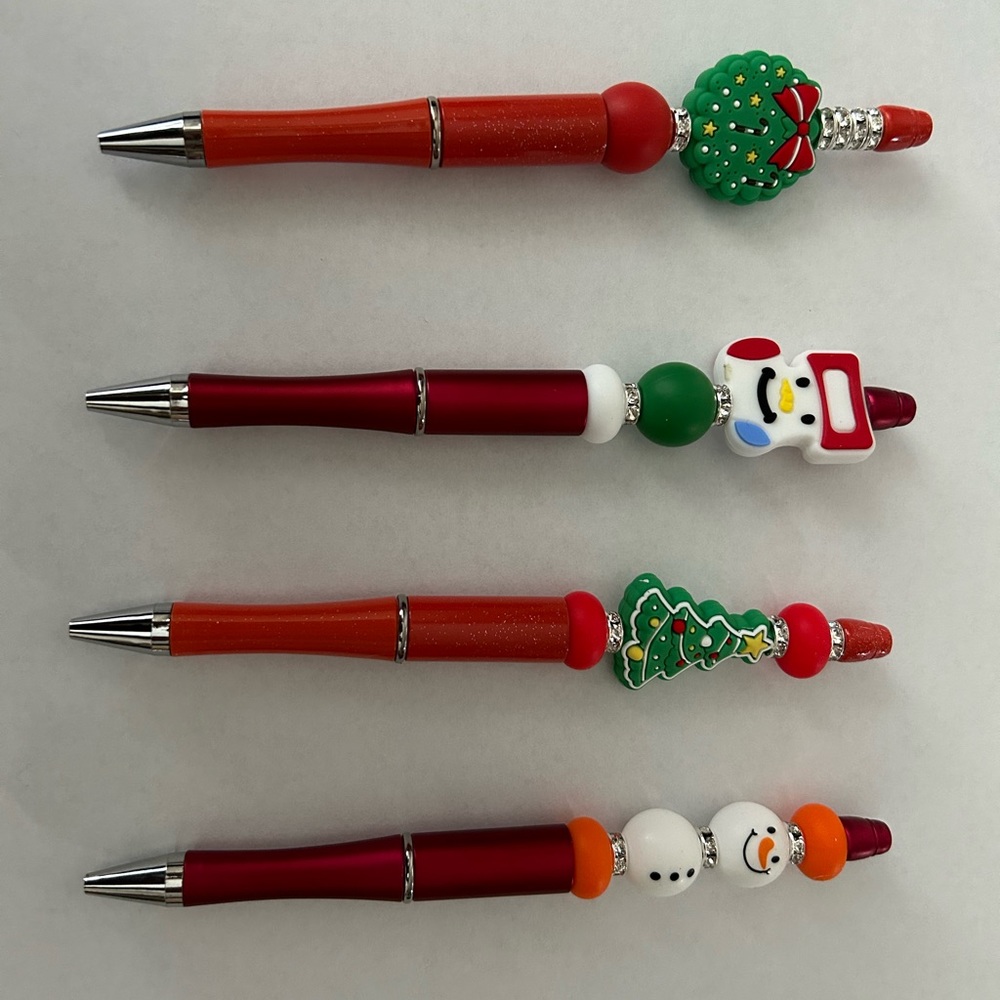 Beaded Christmas Pens Set of 4